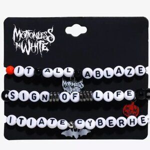 MOTIONLESS IN WHITE Band Beaded Bracelet Set Of 3 NEW ON CARD